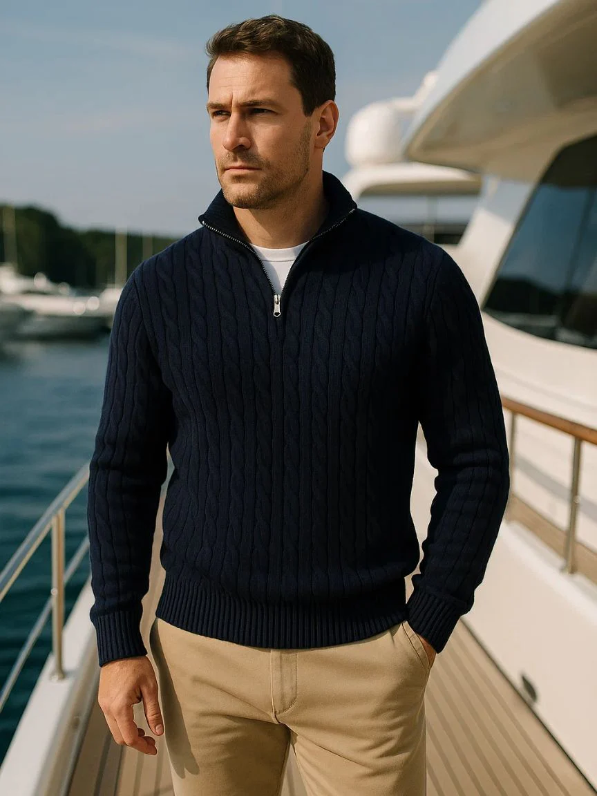 Men’s Knit Sweater – Essential Half Zip Casual Everyday Knitwear - Image 4