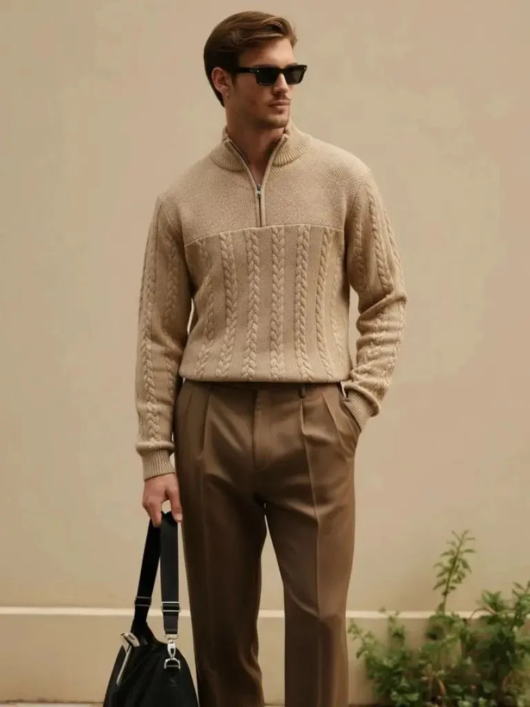 Men’s Knit Sweater – Essential Henley Quarter Casual Everyday Knitwear - Image 6